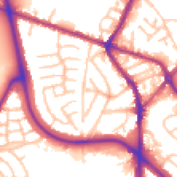 Daytime road noise heatmap for DY4 8DT