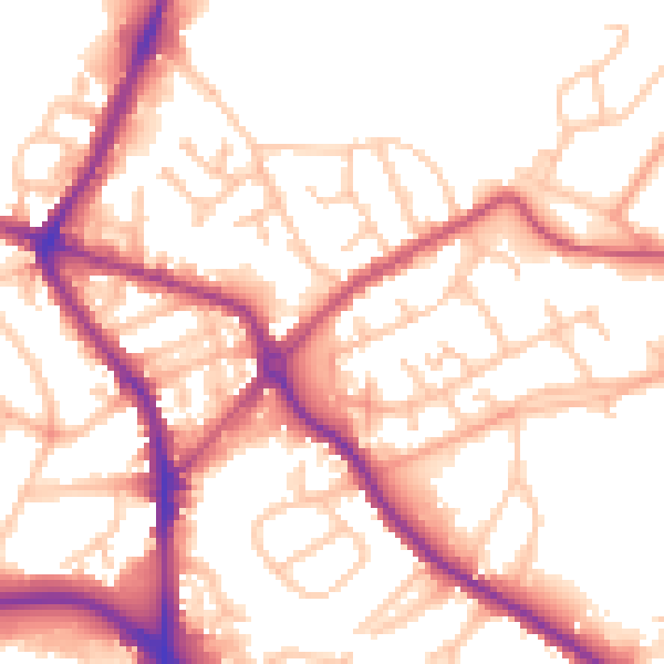 Daytime road noise heatmap for DY4 8HF