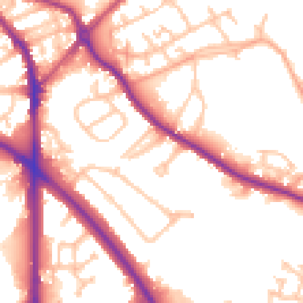 Daytime road noise heatmap for DY4 8LA