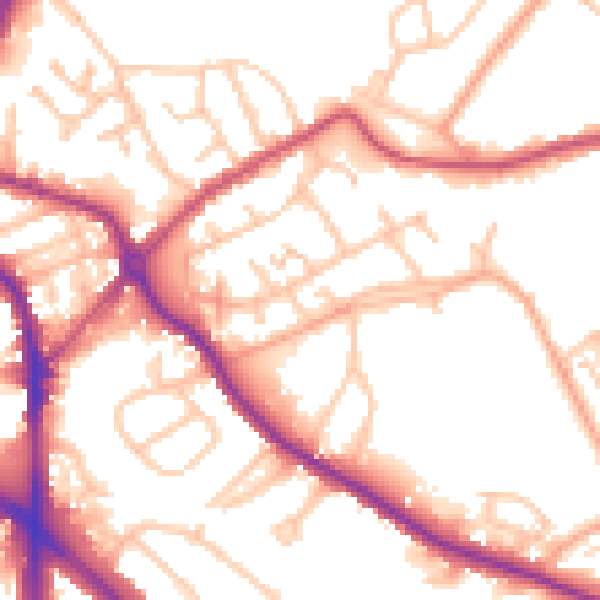 Daytime road noise heatmap for DY4 8NN