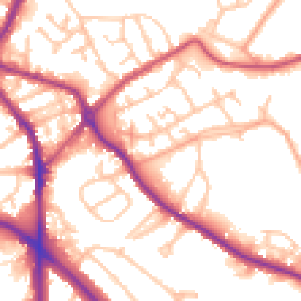 Daytime road noise heatmap for DY4 8PF