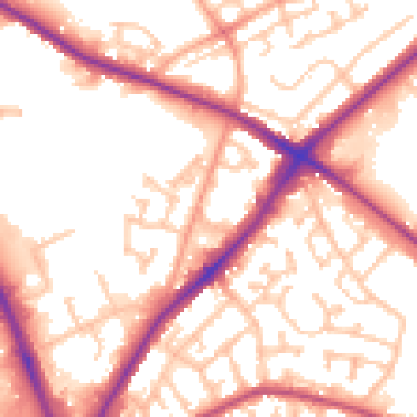 Daytime road noise heatmap for DY4 8XE