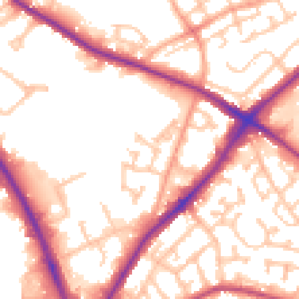 Daytime road noise heatmap for DY4 8XY