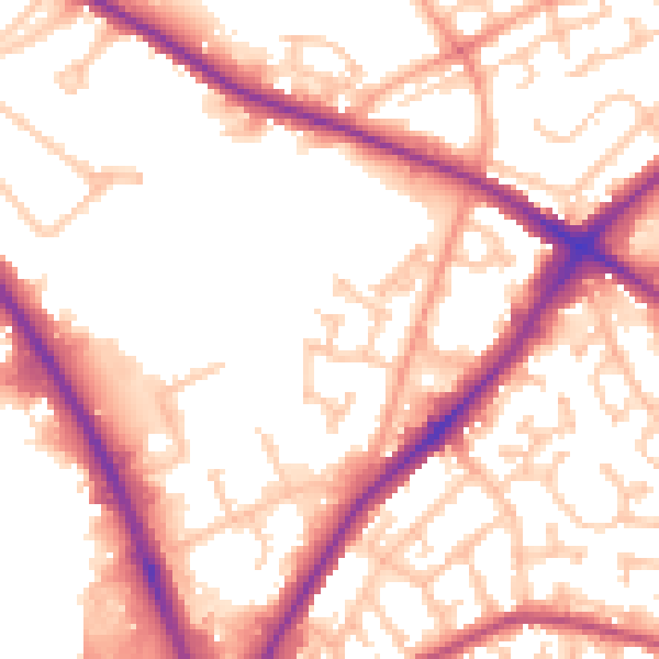 Daytime road noise heatmap for DY4 8XZ