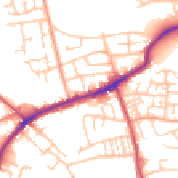 Daytime road noise heatmap for DY4 9HQ