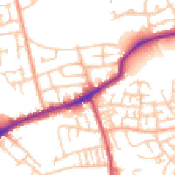 Daytime road noise heatmap for DY4 9JR