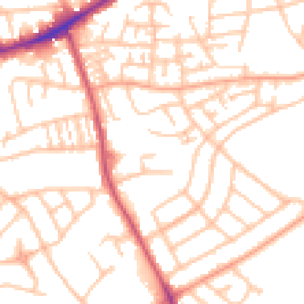 Daytime road noise heatmap for DY4 9PT