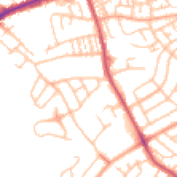 Daytime road noise heatmap for DY4 9QU