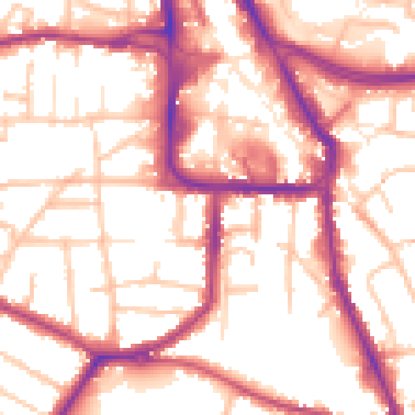 Daytime road noise heatmap for DY8 1AJ