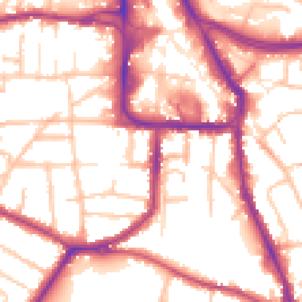Daytime road noise heatmap for DY8 1AN