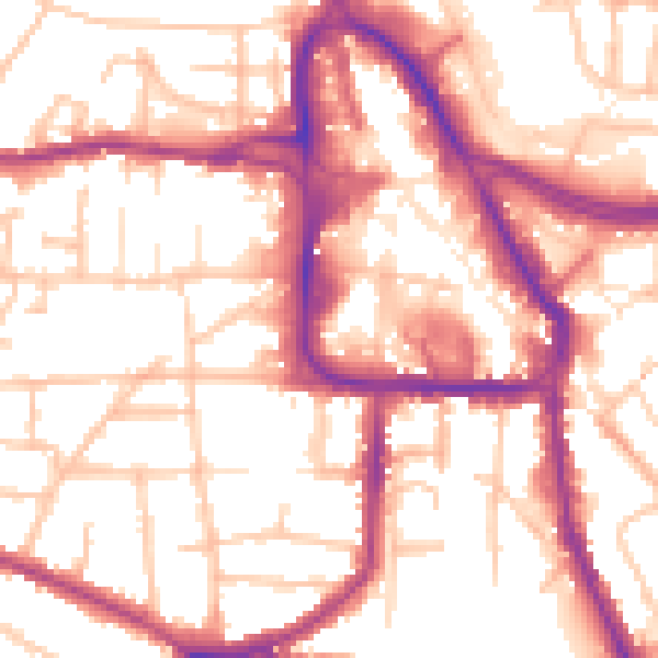 Daytime road noise heatmap for DY8 1BN