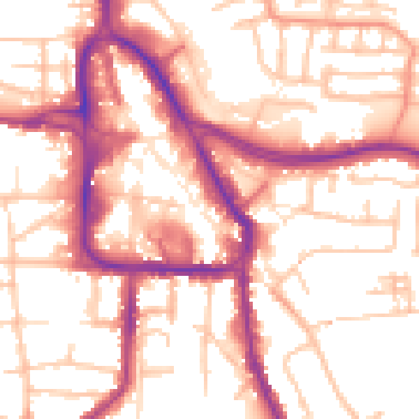 Daytime road noise heatmap for DY8 1DX
