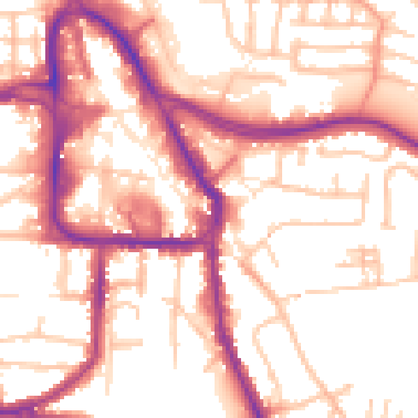 Daytime road noise heatmap for DY8 1EJ