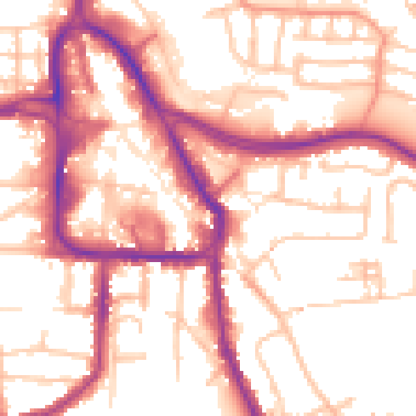 Daytime road noise heatmap for DY8 1EL