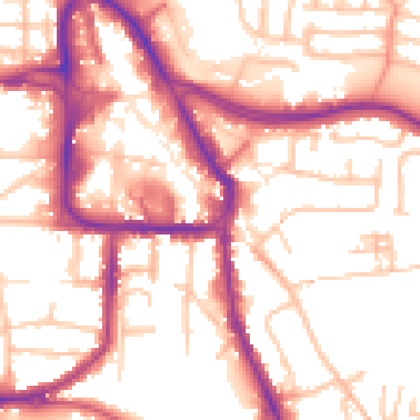 Daytime road noise heatmap for DY8 1EQ