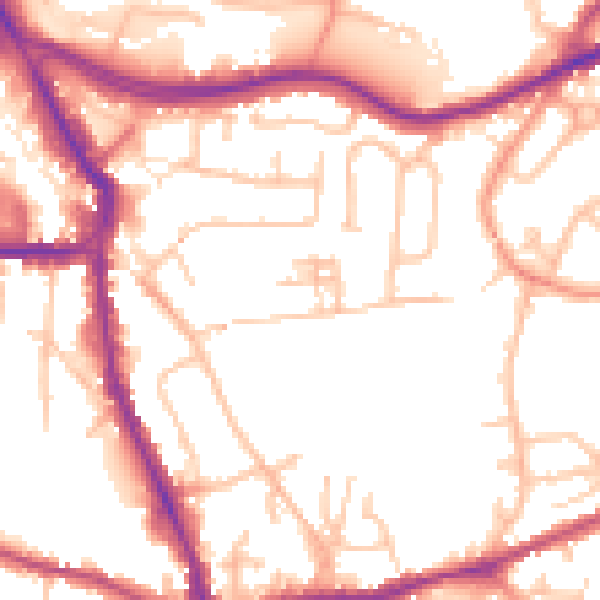 Daytime road noise heatmap for DY8 1JU
