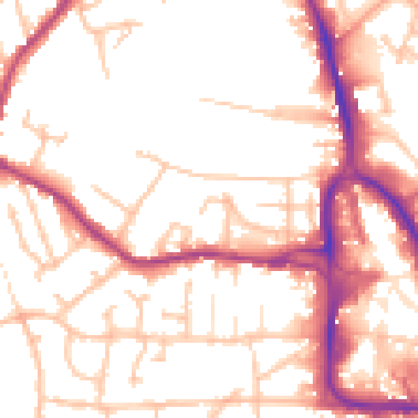 Daytime road noise heatmap for DY8 1XF