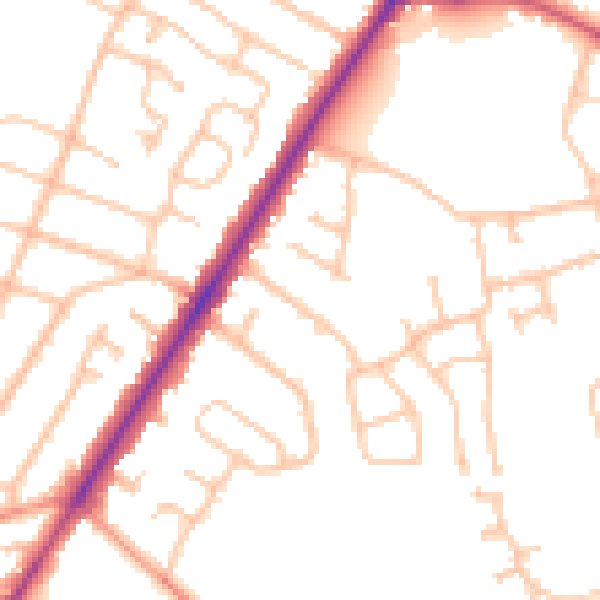 Daytime road noise heatmap for DY8 2AS