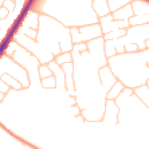 Daytime road noise heatmap for DY8 2BG