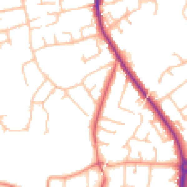 Daytime road noise heatmap for DY8 2PD