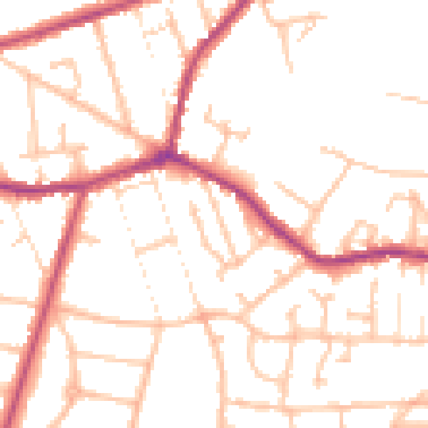 Daytime road noise heatmap for DY8 3QE