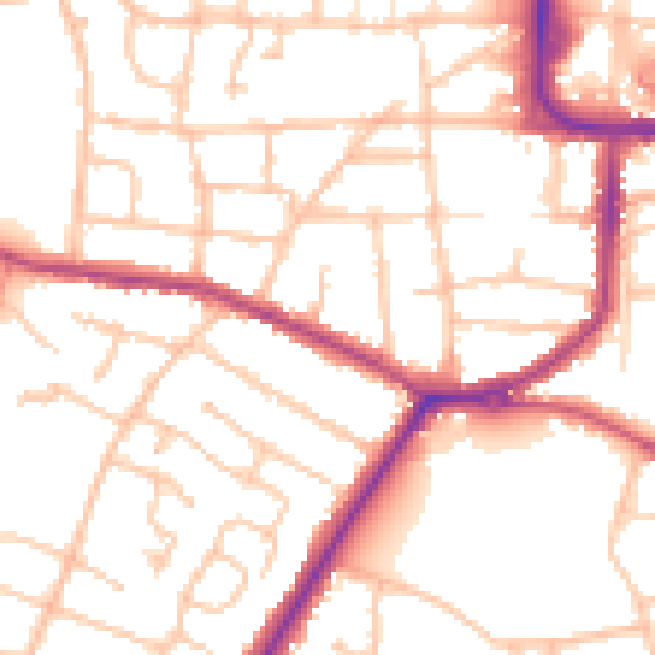 Daytime road noise heatmap for DY8 3YA