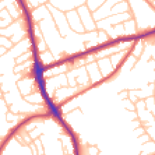 Daytime road noise heatmap for DY8 4AX