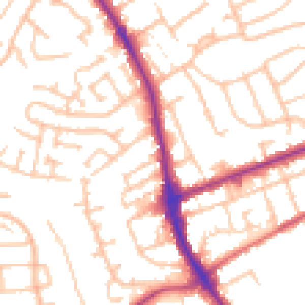 Daytime road noise heatmap for DY8 4BY