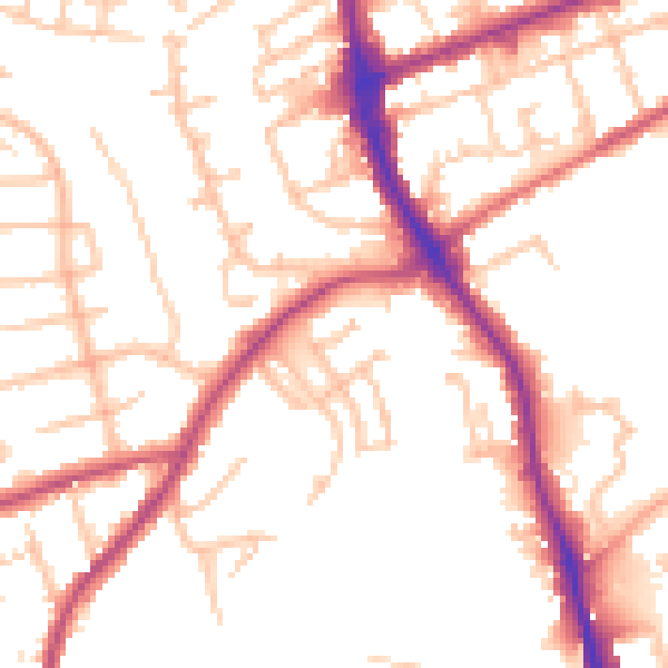 Daytime road noise heatmap for DY8 4GE