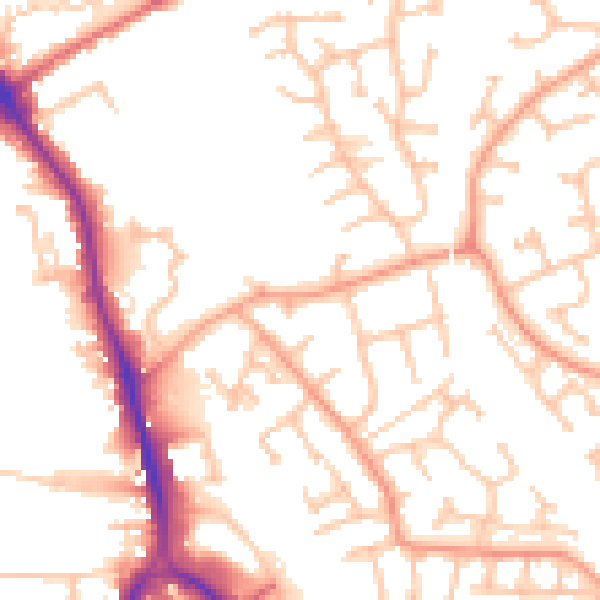 Daytime road noise heatmap for DY8 4JE