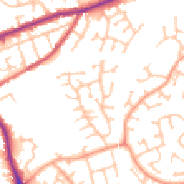 Daytime road noise heatmap for DY8 4NF