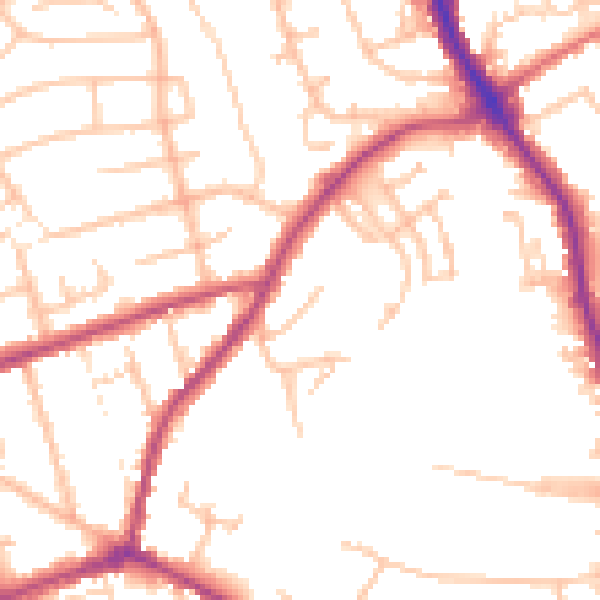 Daytime road noise heatmap for DY8 4PA
