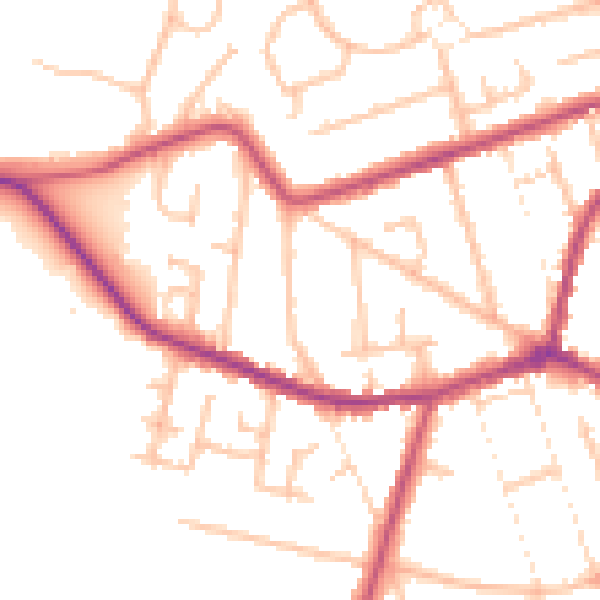 Daytime road noise heatmap for DY8 4QE
