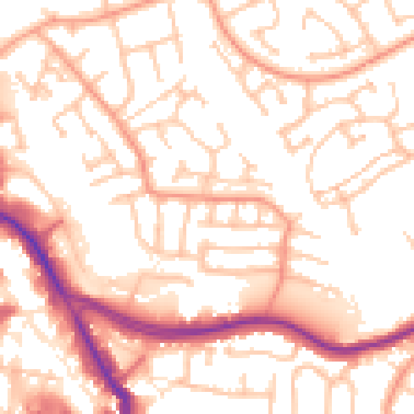 Daytime road noise heatmap for DY8 4UU
