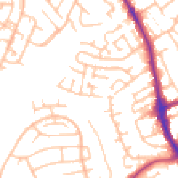 Daytime road noise heatmap for DY8 4XF