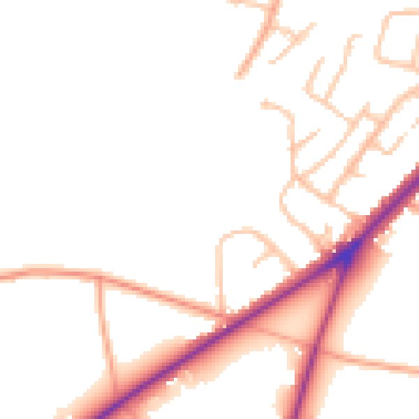 Daytime road noise heatmap for DY9 0BE
