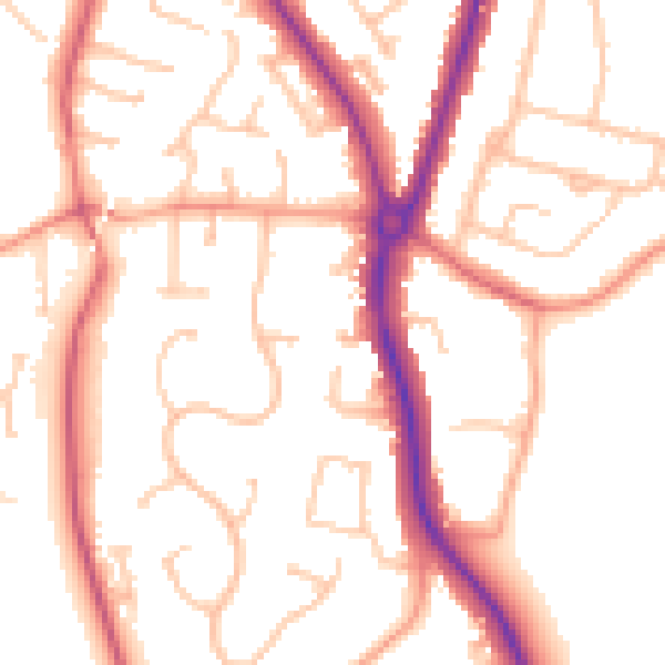 Daytime road noise heatmap for DY9 0DS