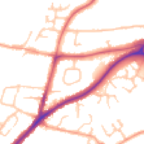 Daytime road noise heatmap for DY9 0NB