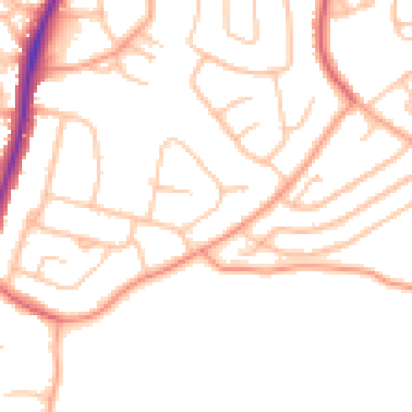 Daytime road noise heatmap for DY9 0TE