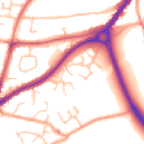 Daytime road noise heatmap for DY9 0WN