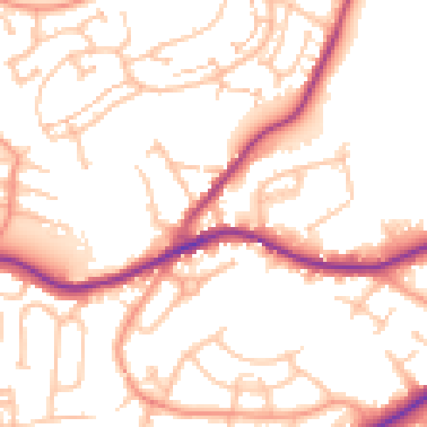 Daytime road noise heatmap for DY9 7AX