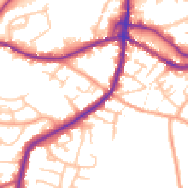 Daytime road noise heatmap for DY9 7EG