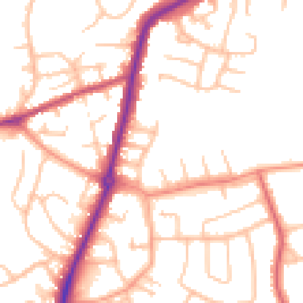 Daytime road noise heatmap for DY9 7HY