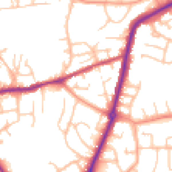 Daytime road noise heatmap for DY9 7JE