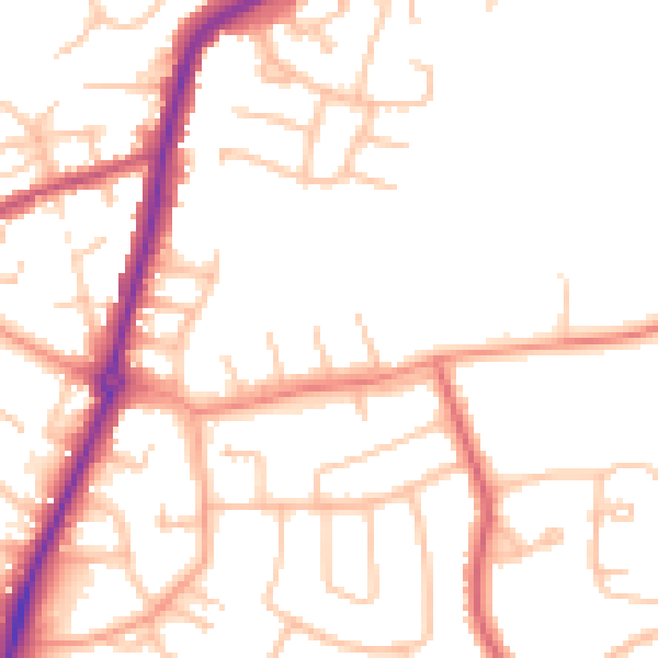 Daytime road noise heatmap for DY9 7JL