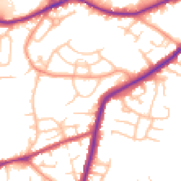 Daytime road noise heatmap for DY9 7PA