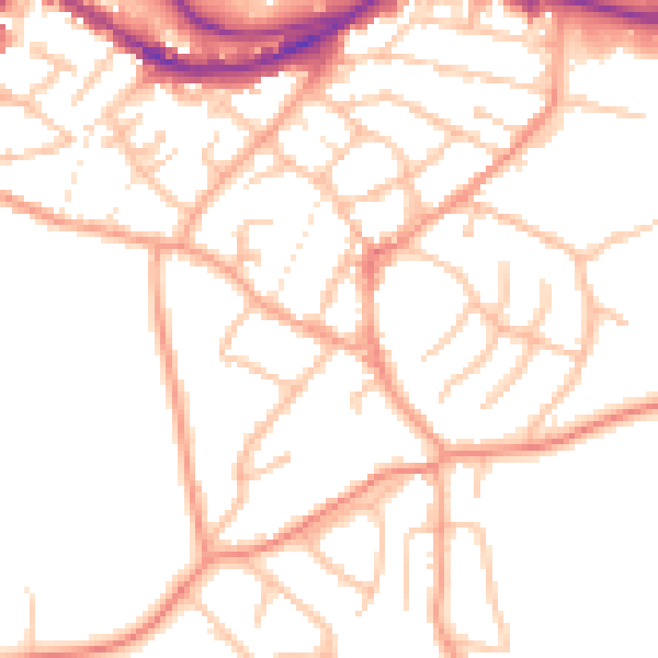 Daytime road noise heatmap for DY9 8BD