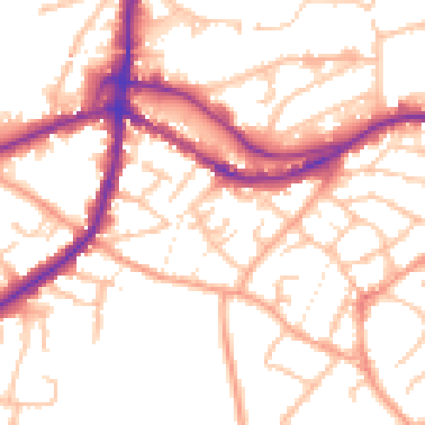 Daytime road noise heatmap for DY9 8BZ