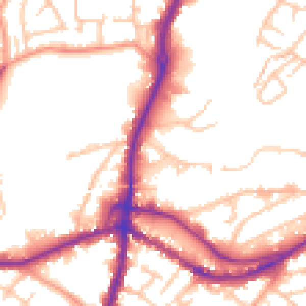 Daytime road noise heatmap for DY9 8EL