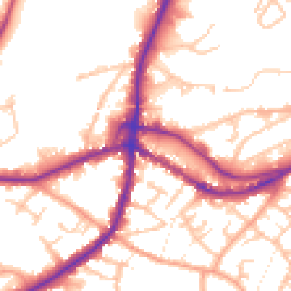 Daytime road noise heatmap for DY9 8JT